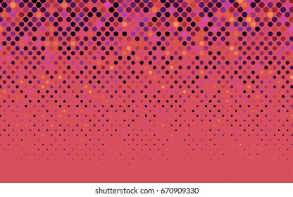Dark Pink, Yellow vector banner with circles, spheres. Abstract spots. Background of Art bubbles in halftone style with colored gradient.