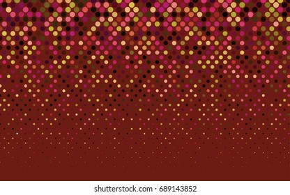 Dark Pink, Yellow vector banner with circles, spheres. Abstract spots. Background of Art bubbles in halftone style with colored gradient.