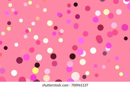 Dark Pink, Yellow vector banner with circles, spheres. Abstract spots. Background of Art bubbles in halftone style with colored gradient.