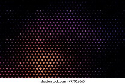 Dark Pink, Yellow vector banner with circles, spheres. Abstract spots. Background of Art bubbles in halftone style with colored gradient.