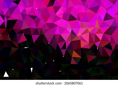 Dunkelrosa, gelbe, unscharfe Dreiecksstruktur. Abstrakte Illustration mit elegantem Design. Polygonal Design für Ihre Website.