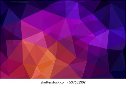 Dark Pink Yellow vector blurry triangle background design. Geometric background in Origami style with gradient. 