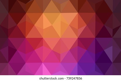 Dark Pink, Yellow vector blurry triangle background design. Geometric background in Origami style with gradient. 