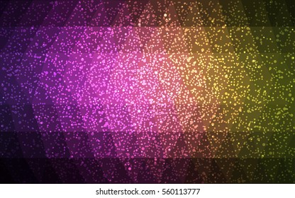 Dark Pink Yellow vector christmas polygon background. Low poly Illustration consisting of triangles with snowflakes. Texture, seamless background of New Year celebration.