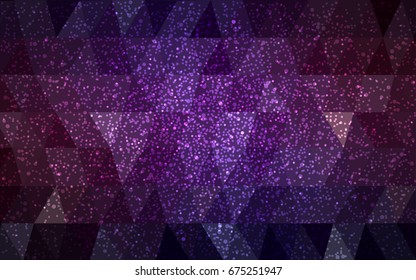 Dark Pink, Yellow vector christmas postcard low polygon background. Illustration consisting of triangles. Abstract triangular polygonal origami or crystal design of New Year celebration.