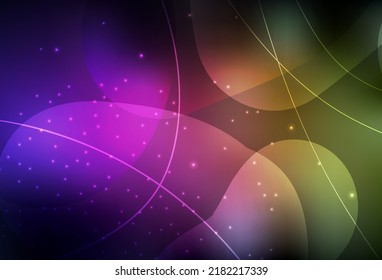 Dark Pink, Yellow vector Circles, lines with colorful gradient on abstract background. Glitter abstract illustration with blurred drops of rain. Modern template for landing page.