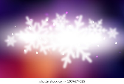 Dark Pink, Yellow vector cover with beautiful snowflakes. Modern geometrical abstract illustration with crystals of ice. The template can be used as a new year background.
