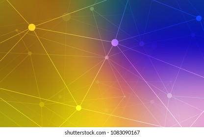 Dark Pink, Yellow vector cover with spots, lines. Design with connection of dots and lines on colorful background. Pattern can be used for beautiful websites.