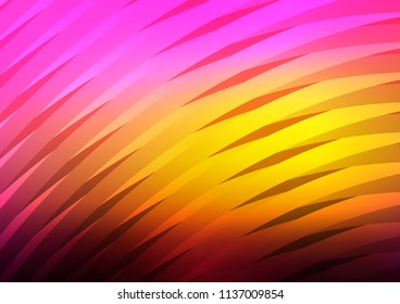 Dark Pink, Yellow vector cover with curved crossing lines. Shining colored illustration with narrow lines. Best design for your ad, poster, banner.