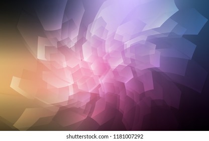 Dark Pink, Yellow vector cover with set of hexagons. Glitter abstract illustration in hexagonal style. Pattern can for your ad, booklets.