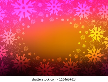 Dark Pink, Yellow vector cover with beautiful snowflakes. Glitter abstract illustration with crystals of ice. The pattern can be used for year new  websites.