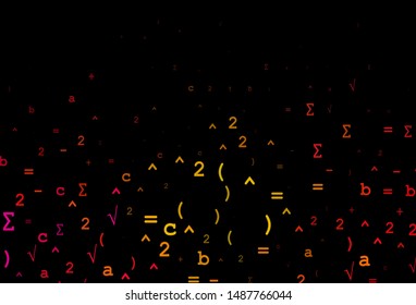 Dark Pink, Yellow vector cover with math elements. Blurred design in simple style with collection of numerals. Smart design for your university promotion.