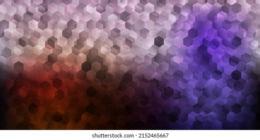 Dunkelrosa, gelbe Vektorgrafik mit einfachen Hexagons. Illustration mit farbigen Hexagonen auf unscharfem Farbverlauf-Oberfläche. Ihr Markenbuchcover.