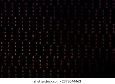 Dark pink, yellow vector cover with english symbols. Shining colorful illustration with isolated letters. Smart design for your business advert of university.