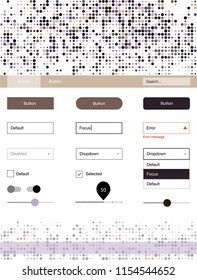 Dark Pink, Yellow vector design ui kit with dots. Web ui kit with abstract gradient circles in its header. This sample is for your website.