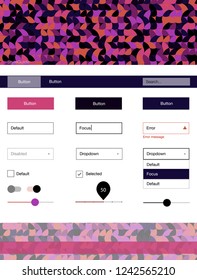 Dark Pink, Yellow vector design ui kit with dots. Simple Material Design Kit with colorful dots in header. This sample is for your website.