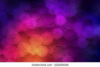 Dark Pink, Yellow vector doodle blurred pattern. Blurred decorative design in Indian style with flowers. Brand-new style for your business design.