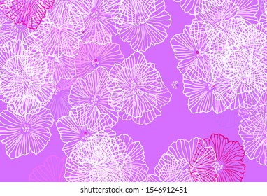 Dark Pink, Yellow vector doodle layout with leaves. Illustration with colorful abstract doodle flowers. New template for your brand book.