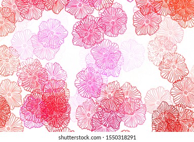 Dark Pink, Yellow vector doodle background with leaves. Creative illustration in blurred style with flowers. Hand painted design for web, wrapping.
