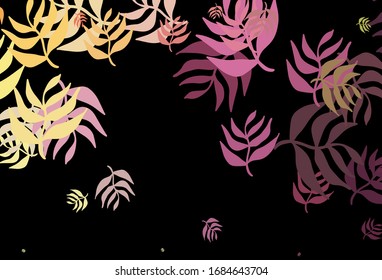 Dark Pink, Yellow vector doodle layout with leaves. Shining colored illustration with leaves in doodle style. Elegant pattern for your brand book.