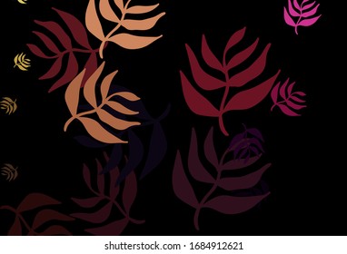 Dunkelrosa, gelbe Vektorillustration, doodle Hintergrund mit Blättern. Kreative Illustration im unscharfen Stil mit Blättern. Muster für Tapeten, Farbbücher.