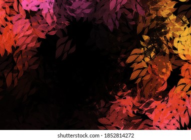 Dark Pink, Yellow vector doodle backdrop with leaves. Shining colored illustration with leaves in doodle style. Brand new design for your business.