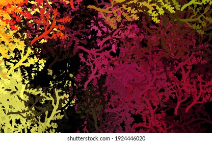 Dark Pink, Yellow vector doodle background with trees, branches. Simple decorative design in natural style with trees. New design for your business.