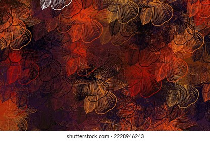 Dark Pink, Yellow vector doodle template with flowers. Brand new colored illustration with flowers. Brand new design for your business.