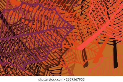 Dark Pink, Yellow vector doodle layout with leaves. A vague abstract illustration with leaves in doodles style. New template for your design.