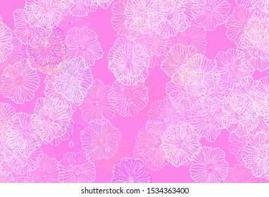 Dark Pink, Yellow vector elegant pattern with leaves. Colorful illustration in doodle style with flowers. Pattern for wallpapers, coloring books.