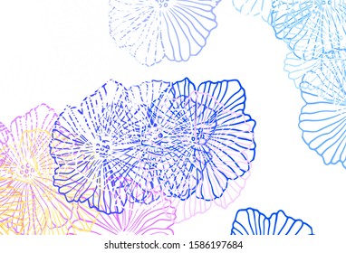 Dark Pink, Yellow vector elegant wallpaper with leaves. Flowers with gradient on white background. Brand new design for your business.