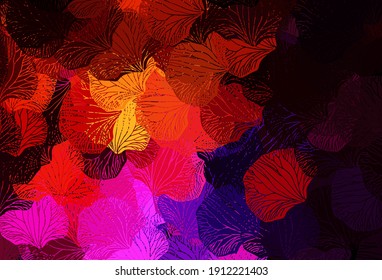 Planilla elegante vector amarillo oscuro rosa, amarillo con hojas. Ilustración creativa de estilo borroso con hojas. Patrón texturizado para sitios web, banners.