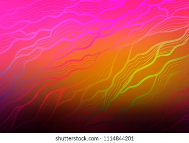 Dark Pink, Yellow vector indian curved pattern. Colorful abstract illustration with lines in Asian style. Brand-new style for your business design.