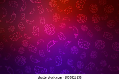 Dark Pink, Yellow vector layout with restaurant food. Glitter abstract sketch with gourmet food. Pattern for ad, booklets, leaflets of restaurants.