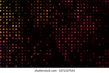 Dark Pink, Yellow vector layout with elements of cards. Blurred decorative design of hearts, spades, clubs, diamonds. Pattern for ads of parties, events in Vegas.