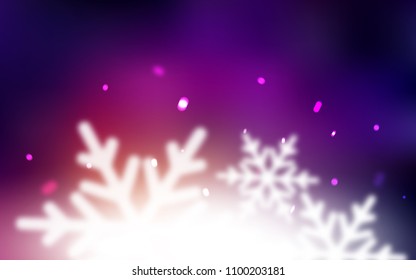 Dark Pink, Yellow vector layout with bright snowflakes. Glitter abstract illustration with crystals of ice. New year design for your ad, poster, banner.
