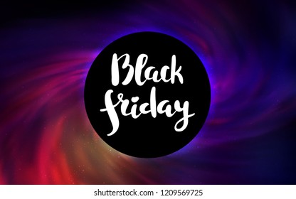 Dark Pink, Yellow vector layout with a black hole, universe. Gradient colorful illustration with a black hole, stars. Black Friday design for ads, commercials.