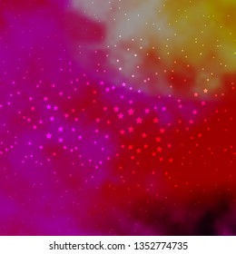 Dark Pink, Yellow vector layout with bright stars. Colorful illustration in abstract style with gradient stars. Theme for cell phones.