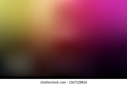 Dark Pink, Yellow vector layout with cosmic stars. Shining illustration with sky stars on abstract template. Pattern for astronomy websites.