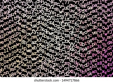 Dark Pink, Yellow vector layout with latin alphabet. Abstract illustration with colored latin alphabet. Best design for a college poster, banner.