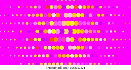 Dark Pink, Yellow vector layout with circle shapes. Glitter abstract illustration with colorful drops. New template for a brand book.