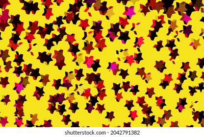 Diseño vector amarillo rosado oscuro con estrellas brillantes. Ilustración decorativa brillante con estrellas en plantilla abstracta. Patrón para sitios web de astrología.