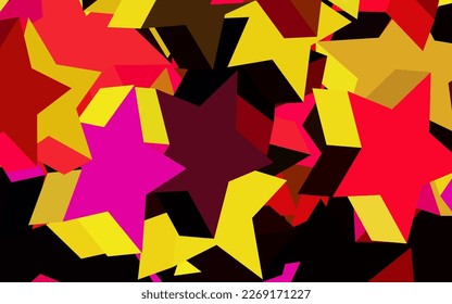 Diseño vector amarillo rosado oscuro con estrellas brillantes. Ilustración de colores brillantes con estrellas. Plantilla para fondos cósmicos.
