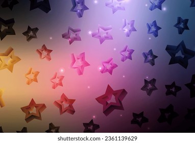 Diseño vector amarillo rosado oscuro con estrellas brillantes. Ilustración abstracta brillante con estrellas de colores. Patrón para sitios web de astrología.