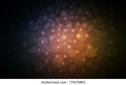 Dark Pink, Yellow vector layout with bright snowflakes. Decorative shining illustration with snow on abstract template. The template can be used as a new year background.