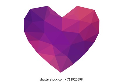Dark Pink, Yellow vector love background with heart. Paper note. Valentine's greeting polygonal card. Triangular illustration for your business. Stock template for your design.