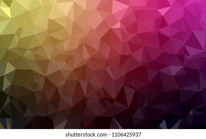 Dark Pink, Yellow vector low poly cover. Creative geometric illustration in Origami style with gradient. Triangular pattern for your design.