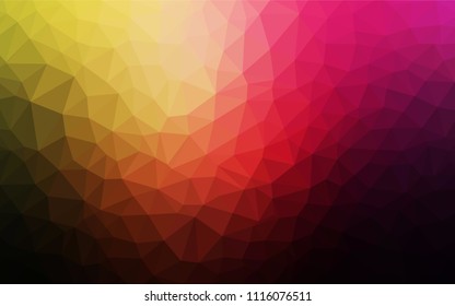 Dark Pink, Yellow vector low poly layout. Triangular geometric sample with gradient.  Polygonal design for your web site.