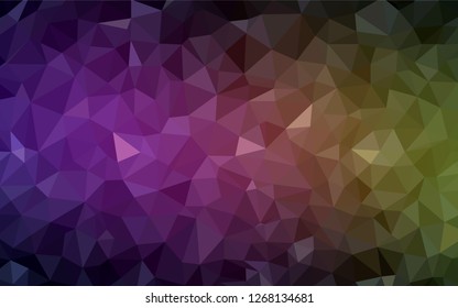 Dark Pink, Yellow vector low poly cover. Geometric illustration in Origami style with gradient.  Best triangular design for your business.