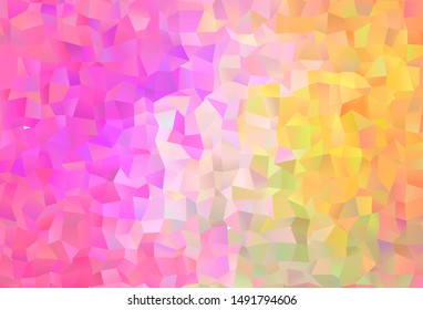 Dark Pink, Yellow vector low poly layout. Colorful abstract illustration with triangles. Template for cell phone's backgrounds.